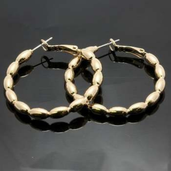 ๐HOLD๐38mm 14k White Gold Overlay Hoop Earrings - Picture 2 of 9